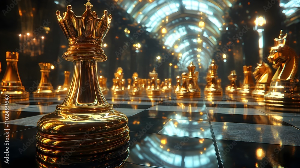 Obraz premium a chessboard for business strategy and leadership , concept of teamwork and leadership strategies, strategic planning and human resources management in relation to risk management.