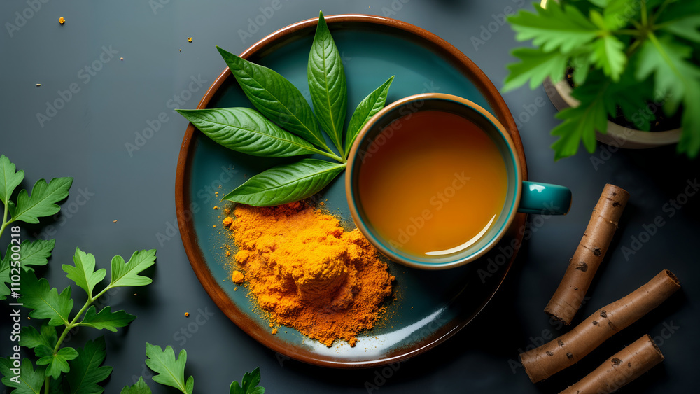 Vibrant Turmeric Herbal Tea Arrangement Vibrant Turmeric Herbal Tea Arrangement