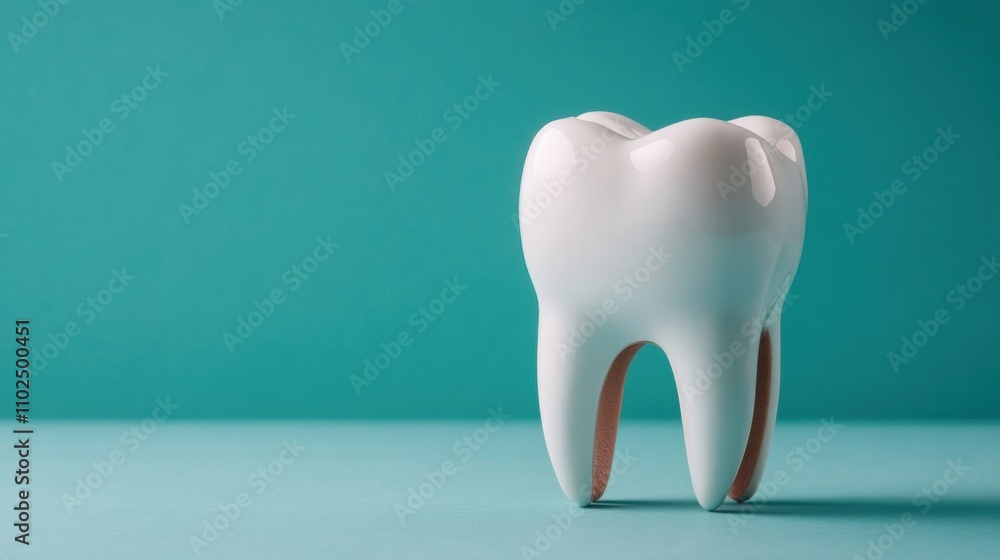 Realistic White Tooth Model with Smooth Surface on a Vibrant Teal Background Ideal for Dental Education, Clinics, and Oral Hygiene Promotion Realistic White Tooth Model with Smooth Surface on a Vibrant Teal Background Ideal for Dental Education, Clinics, and Oral Hygiene Promotion