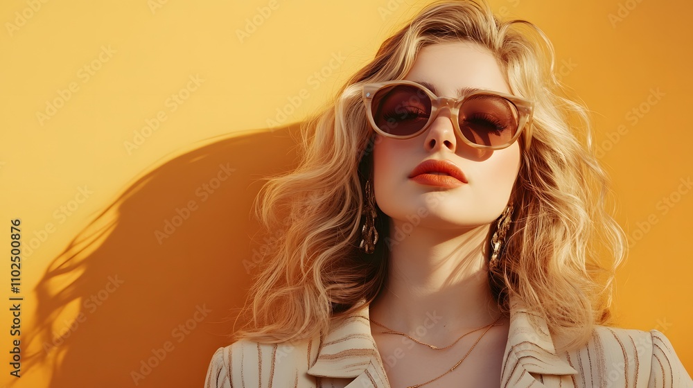 curvy confident blonde fashionable girl on orange background curvy confident blonde fashionable girl on orange background
