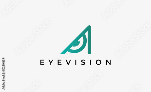 Logo Letter A and Eye Vision. Digital, visual with modern and minimalist concept. Editable file.