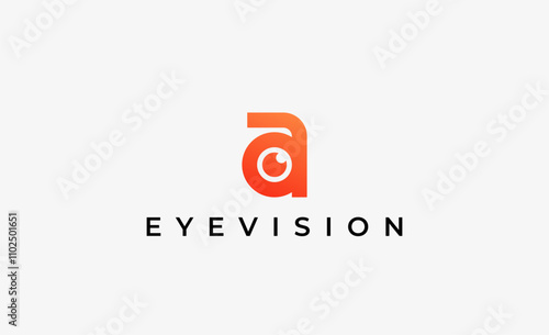 Logo Letter A and Eye Vision. Digital, visual with modern and minimalist concept. Editable file.