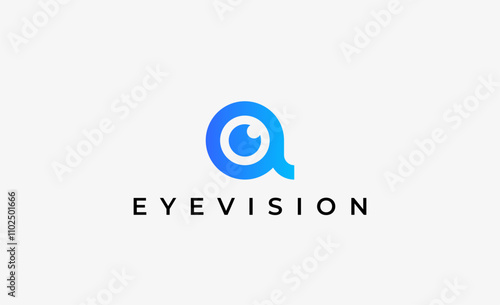 Logo Letter A and Eye Vision. Digital, visual with modern and minimalist concept. Editable file.