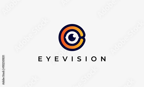 Logo Letter C and Eye Vision. Digital, visual with modern and minimalist concept. Editable file.