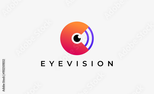Logo Letter C and Eye Vision. Digital, visual with modern and minimalist concept. Editable file.