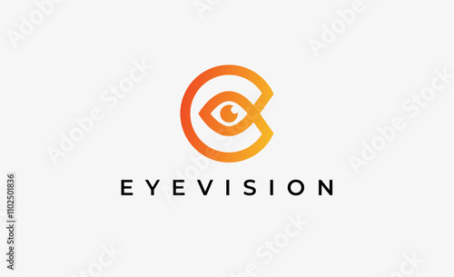 Logo Letter C and Eye Vision. Digital, visual with modern and minimalist concept. Editable file.