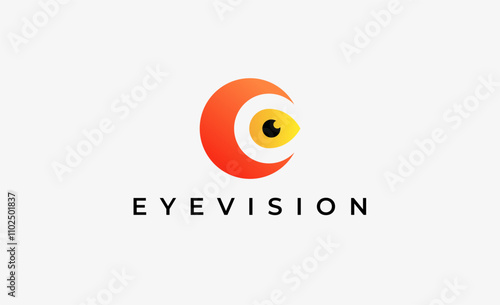 Logo Letter C and Eye Vision. Digital, visual with modern and minimalist concept. Editable file.