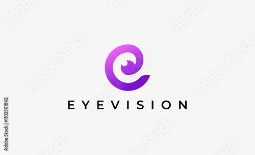 Logo Letter C and Eye Vision. Digital, visual with modern and minimalist concept. Editable file.