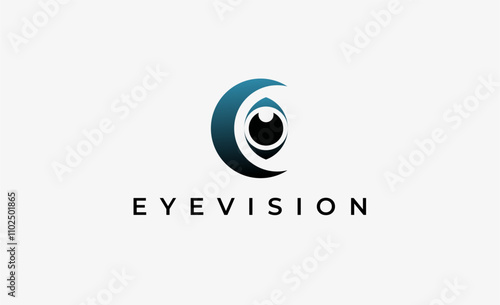 Logo Letter C and Eye Vision. Digital, visual with modern and minimalist concept. Editable file.