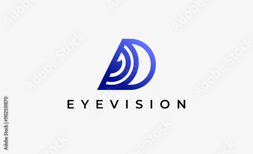 Logo Letter D and Eye Vision. Digital, visual with modern and minimalist concept. Editable file.