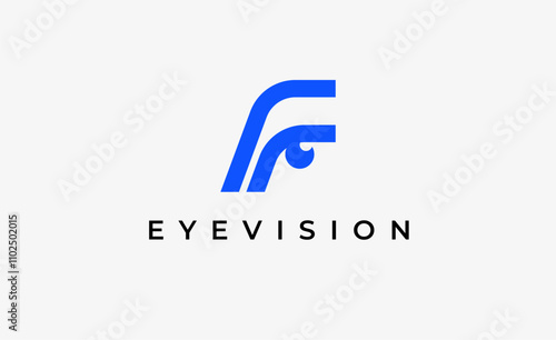 Logo Letter F and Eye Vision. Digital, visual with modern and minimalist concept. Editable file.