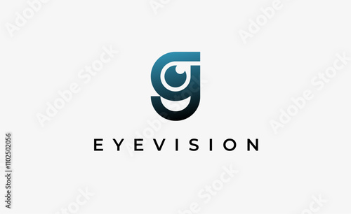 Logo Letter G and Eye Vision. Digital, visual with modern and minimalist concept. Editable file.
