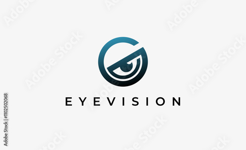 Logo Letter G and Eye Vision. Digital, visual with modern and minimalist concept. Editable file.
