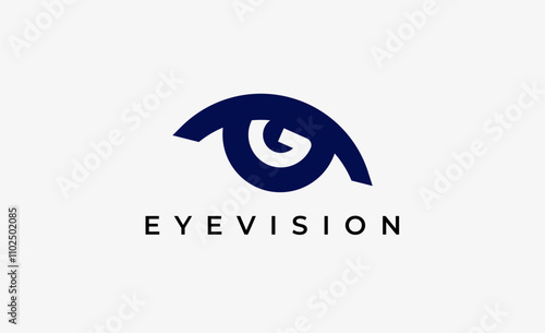 Logo Letter G and Eye Vision. Digital, visual with modern and minimalist concept. Editable file.