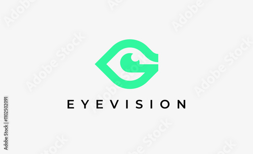 Logo Letter G and Eye Vision. Digital, visual with modern and minimalist concept. Editable file.