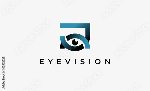 Logo Letter J and Eye Vision. Digital, visual with modern and minimalist concept. Editable file.