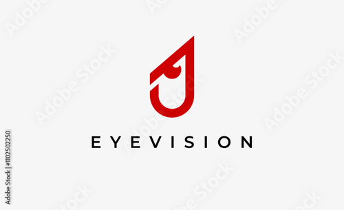 Logo Letter J and Eye Vision. Digital, visual with modern and minimalist concept. Editable file.