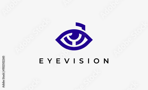 Logo Letter J and Eye Vision. Digital, visual with modern and minimalist concept. Editable file.