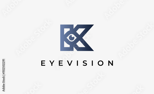 Logo Letter K and Eye Vision. Digital, visual with modern and minimalist concept. Editable file.
