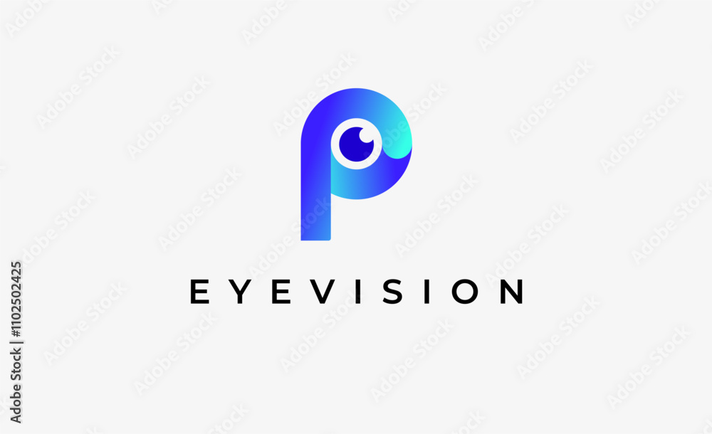 Logo Letter P and Eye Vision. Digital, visual with modern and minimalist concept. Editable file. Logo Letter P and Eye Vision. Digital, visual with modern and minimalist concept. Editable file.