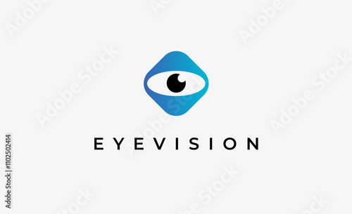 Logo Letter O and Eye Vision. Digital, visual with modern and minimalist concept. Editable file.