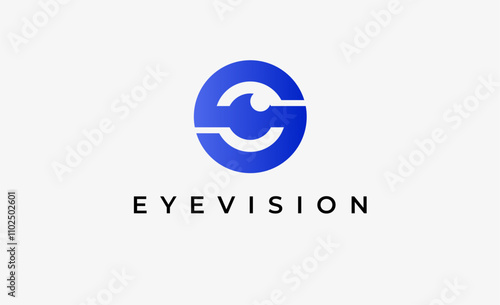 Logo Letter S and Eye Vision. Digital, visual with modern and minimalist concept. Editable file.