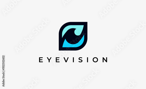 Logo Letter S and Eye Vision. Digital, visual with modern and minimalist concept. Editable file.