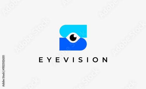 Logo Letter S and Eye Vision. Digital, visual with modern and minimalist concept. Editable file.