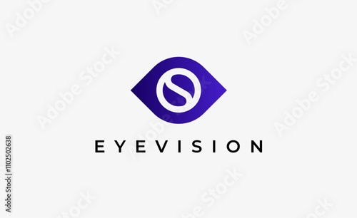 Logo Letter S and Eye Vision. Digital, visual with modern and minimalist concept. Editable file.