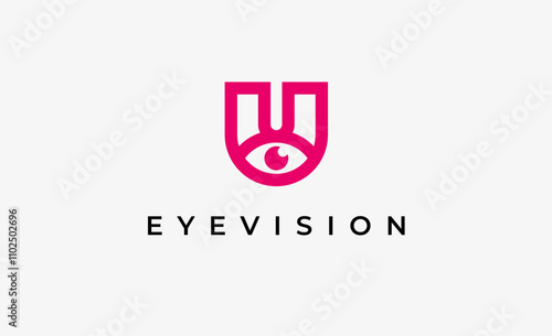 Logo Letter U and Eye Vision. Digital, visual with modern and minimalist concept. Editable file.