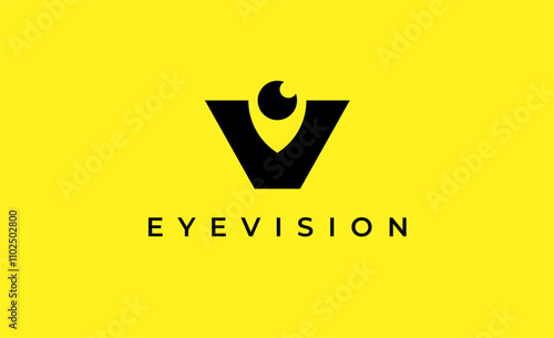 Logo Letter V and Eye Vision. Digital, visual with modern and minimalist concept. Editable file.