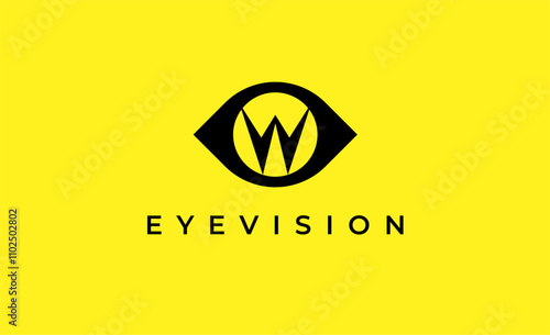 Logo Letter W and Eye Vision. Digital, visual with modern and minimalist concept. Editable file.