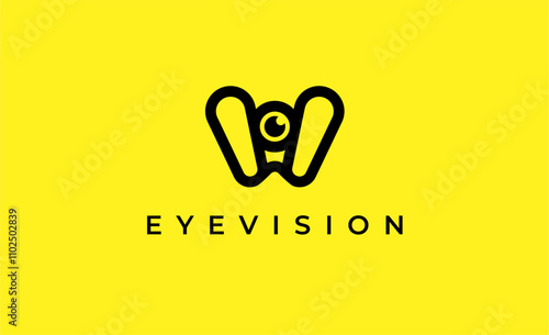 Logo Letter W and Eye Vision. Digital, visual with modern and minimalist concept. Editable file.