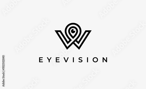 Logo Letter W and Eye Vision. Digital, visual with modern and minimalist concept. Editable file.