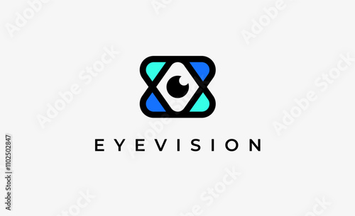 Logo Letter X and Eye Vision. Digital, visual with modern and minimalist concept. Editable file.