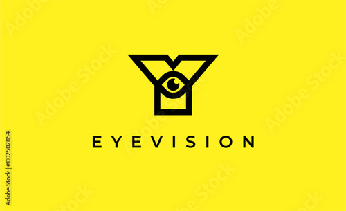 Logo Letter Y and Eye Vision. Digital, visual with modern and minimalist concept. Editable file.