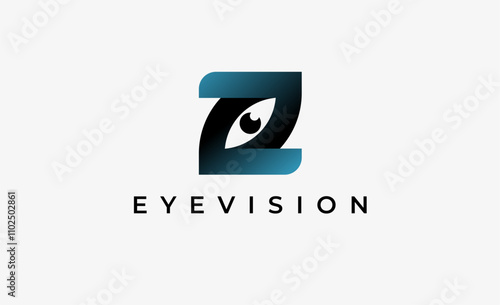 Logo Letter Z and Eye Vision. Digital, visual with modern and minimalist concept. Editable file.