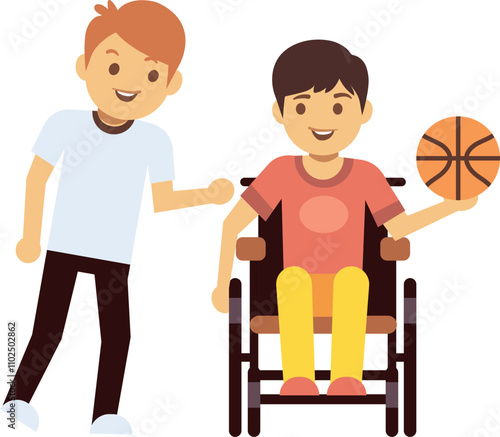 Disabled man play in sport games with friend
