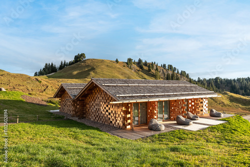 Modern hut in Alpe di Siusi - Seiser Alm photo