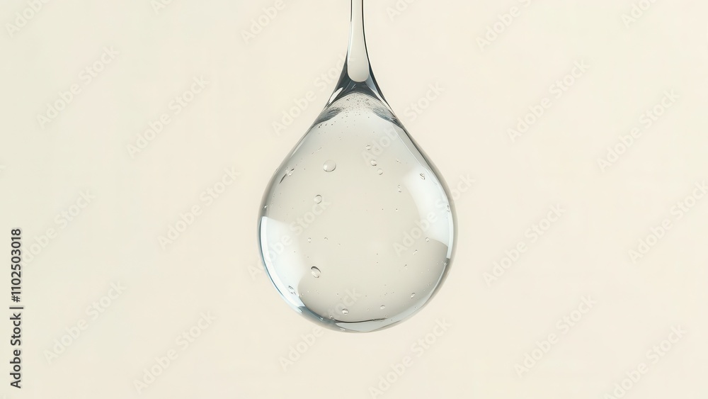 A large drop of water condensed from smaller droplets, forming an irregular shape, water drops, water sphere., vector realistic, mini droplets A large drop of water condensed from smaller droplets, forming an irregular shape, water drops, water sphere., vector realistic, mini droplets