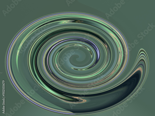 Spiral abstract swirl background. dynamic vortex movement in harmonious, luxurious green, blue and gold shades, full frame	 photo