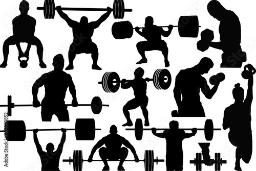 Gym Silhouette | Workout Silhouette | Fitness Silhouette | Barbell SVG | Workout SVG | Fitness SVG | Weights Svg| Crossfit Svg| Dumbbell Svg	