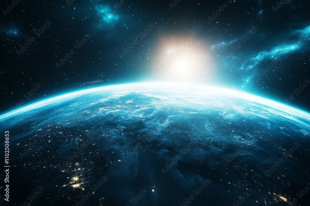 Futuristic world map with planet earth in a blue background a glimpse into global connectivity Futuristic world map with planet earth in a blue background a glimpse into global connectivity