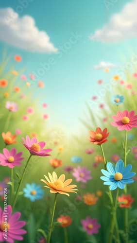 Wallpaper Mural Colorful Flower Meadow Under Blue Sky Torontodigital.ca