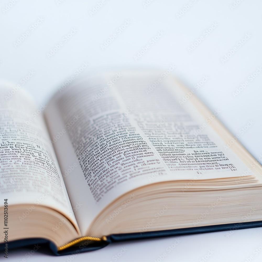 Open Dictionary on Bright White Background Open Dictionary on Bright White Background