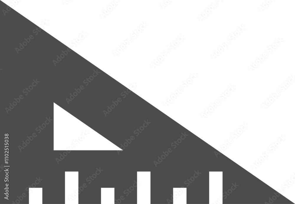 Fototapeta premium Triangle ruler black icon. Geometry math symbol