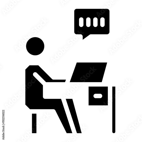 Work at home vector icon. Remote job for employee or freelance in a house office symbol.