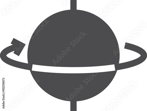 Spinning black icon. Angular momentum. Physics symbol