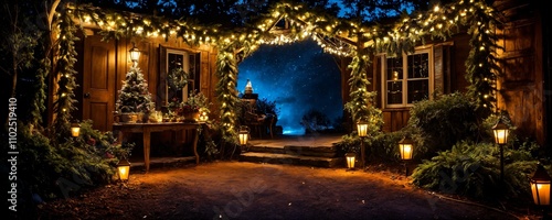 Wallpaper Mural Charming Merry Christmas and Happy New Year Scene Featuring Stunning Architecture, Glittering Ornaments, and Cozy Lights for Enchanting Seasonal Greetings Torontodigital.ca