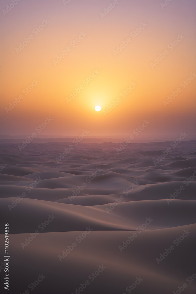 Fototapeta premium Golden Dawn: The Majesty of a Sunrise Across Endless White Sands